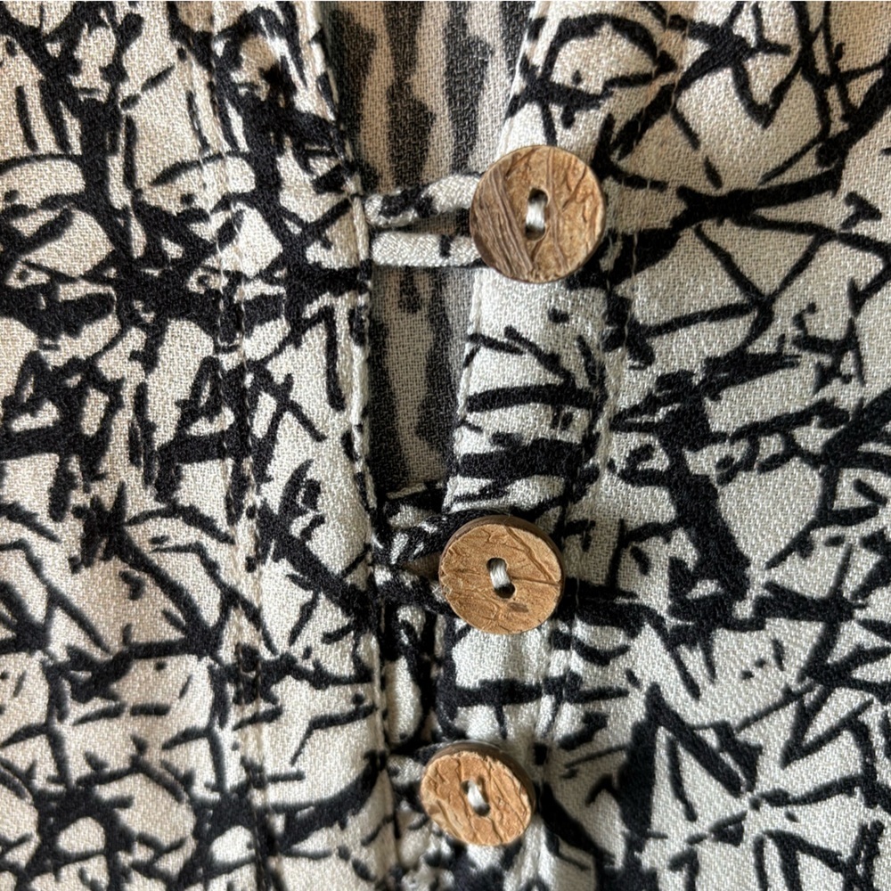 Soft Surroundings Black & Cream Mixed Print Raven Dress Size L | Boho Artsy - Picture 4 of 11